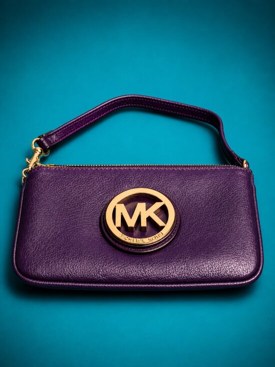Michael Kors Handbags - MICHAEL KORS Fulton Iris Purple Pebbled Leather Convertible Wristlet Bag 2018